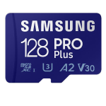 Samsung PRO Plus MB-MD128KA - Scheda di memoria flash (adattatore da microSDXC a SD in dotazione) - 128 GB - A2 / Video Class V30 / UHS-I U3 / Class10 - UHS-I microSDXC - blu